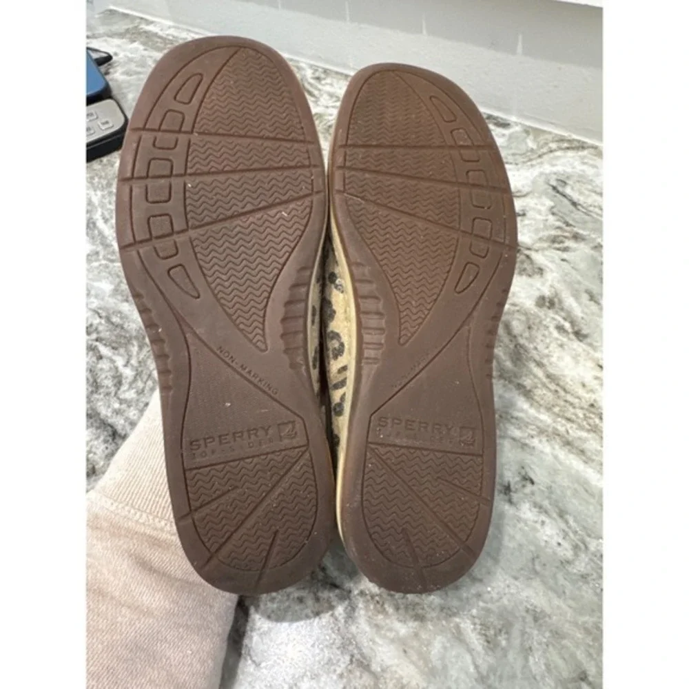 Sperry Top-Sider Angelfish Leopard Sequined Boat Shoes-Brown/Tan-Women‎ sz 7.5M